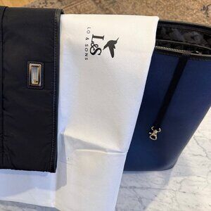 Lo & Sons Blue Saffiano 15" Seville Tote + Black Nylon Shell + Original Dust Bag